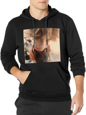 Mens Long Sleeve Tops Hooded Sweatshirt, Soft Fleece Pullover Hooded