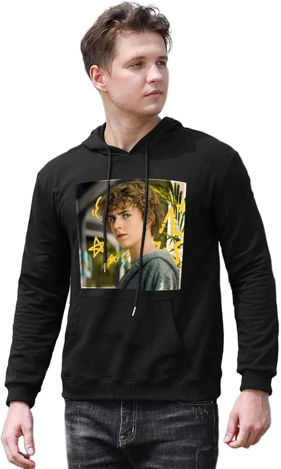 Mens Long Sleeve Tops Hooded Sweatshirt, Soft Fleece Pullover Hooded