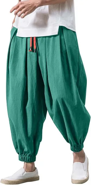 Men's Loose Casual Long Pants, Solid Color Wide Leg Drawstring Pants, Summer Fall Wear Lightweight Long Pants