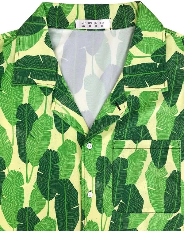 Men's Loose Fit Hawaiian Shirt Short Sleeve Casual Button Down Floral Tropical Beach Aloha Tops