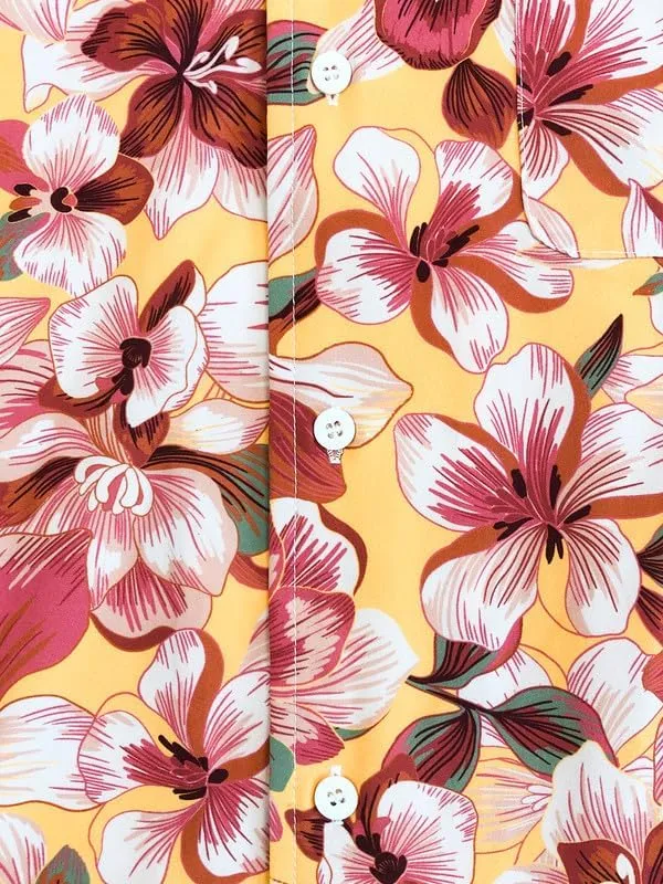 Men's Loose Fit Hawaiian Shirt Short Sleeve Casual Button Down Floral Tropical Beach Aloha Tops