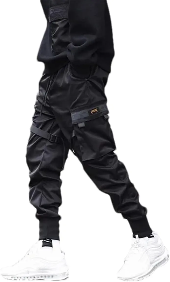 Men's Multi Pockets Cargo Harem Pants Casual Hip Hop Track Trousers Harajuku Joggers