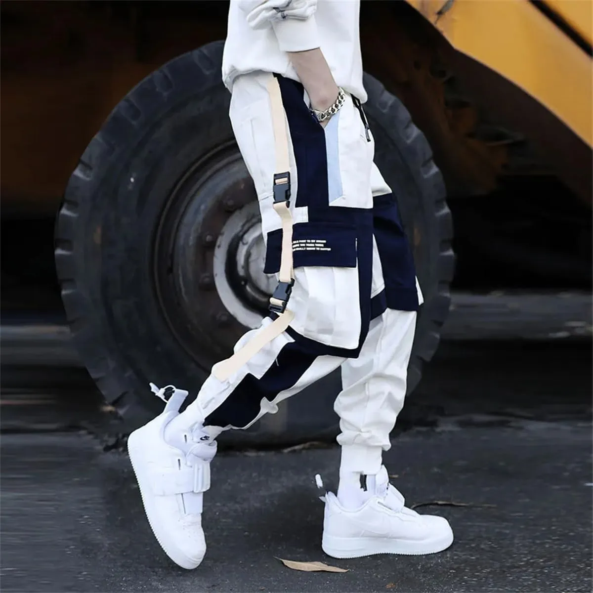 Men's Multi Pockets Cargo Harem Pants Casual Hip Hop Track Trousers Harajuku Joggers