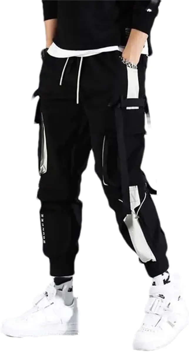 Men's Multi Pockets Cargo Harem Pants Casual Hip Hop Track Trousers Harajuku Joggers