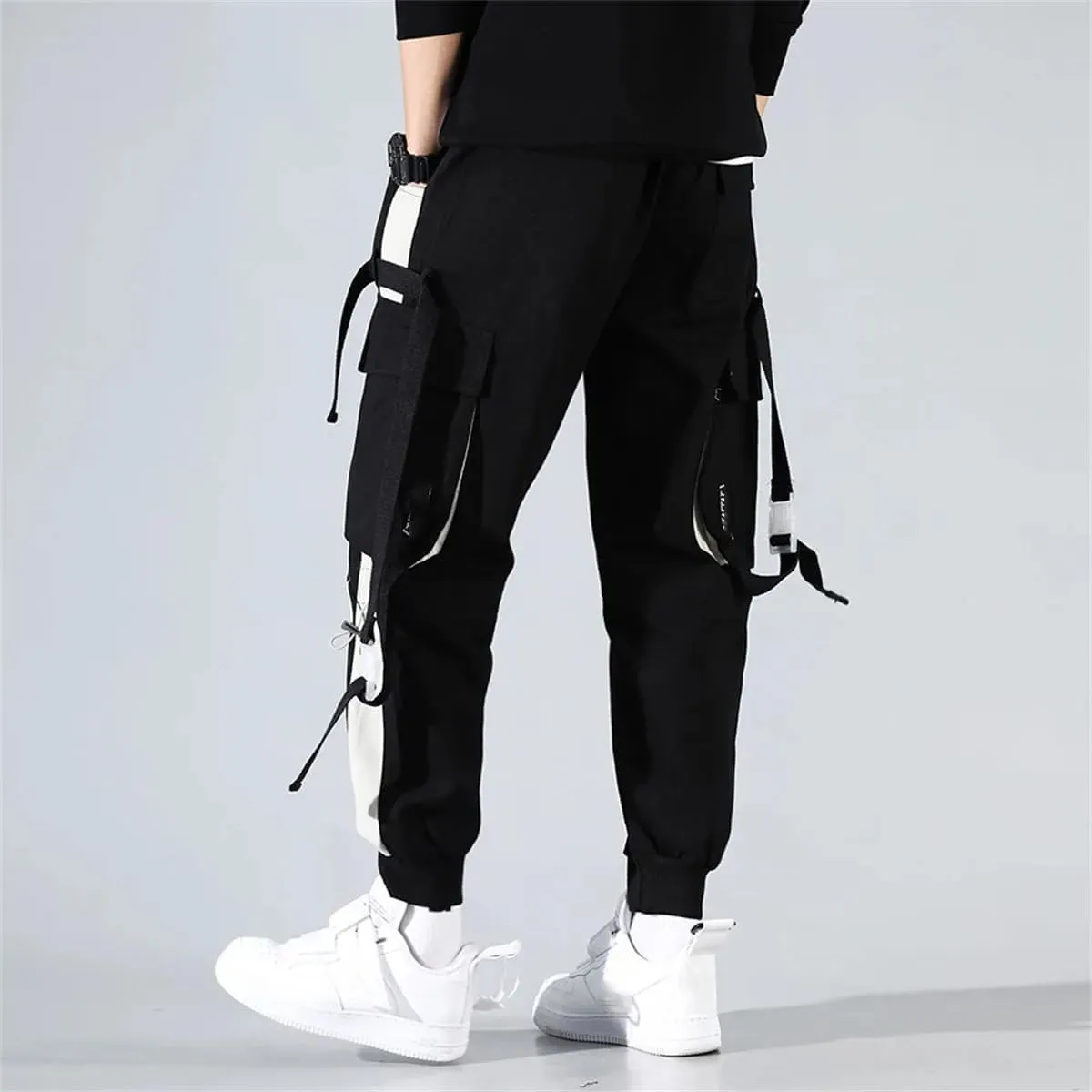 Men's Multi Pockets Cargo Harem Pants Casual Hip Hop Track Trousers Harajuku Joggers