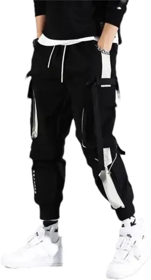 Men's Multi Pockets Cargo Harem Pants Casual Hip Hop Track Trousers Harajuku Joggers