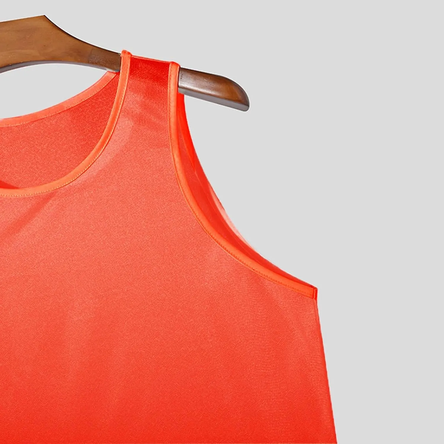 Men's See Through Tank Top Sleeveless Muscle Workout Undershirt Summer Fashion Slim Solid Color Shirts
