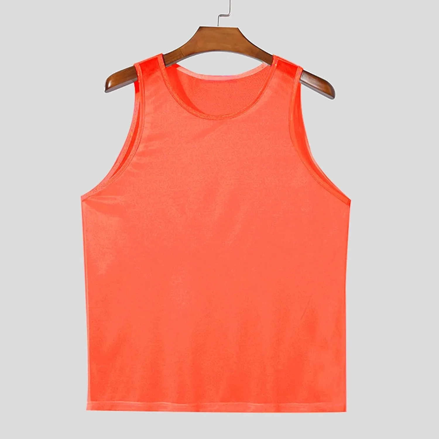 Men's See Through Tank Top Sleeveless Muscle Workout Undershirt Summer Fashion Slim Solid Color Shirts