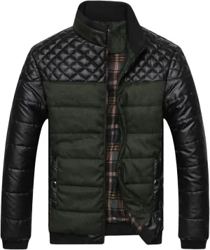 Men's Stand Collar Winter Jacket Male Patchwork Slim Fit Thicken Quilted Jacket Man Casual Cotton Padded Warm Coat