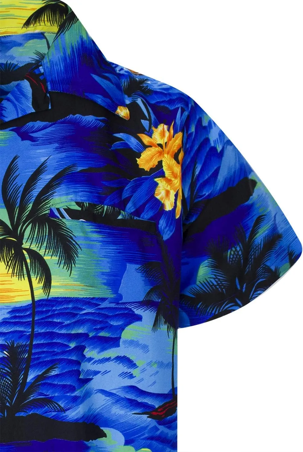 Men's Surfing-Shirt Short-Sleeve Casual-Button-Down Hawaii-Vacation Palms Sunset