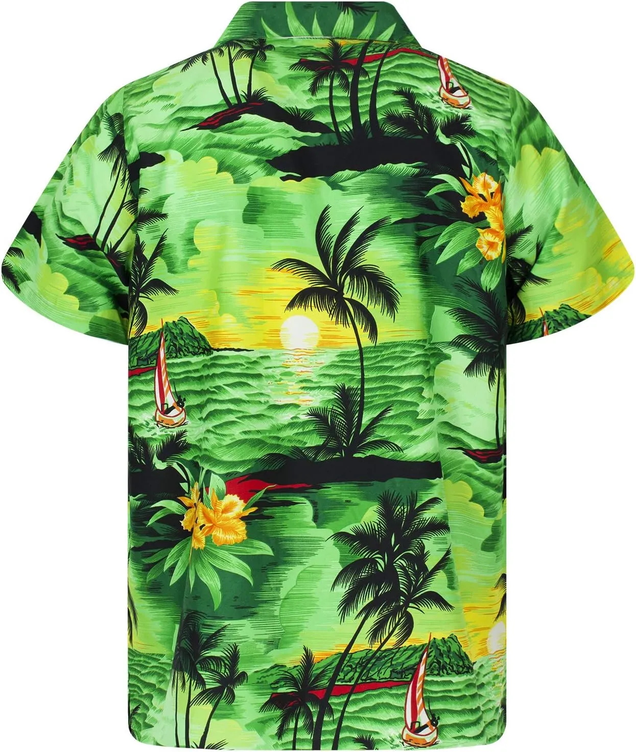 Men's Surfing-Shirt Short-Sleeve Casual-Button-Down Hawaii-Vacation Palms Sunset