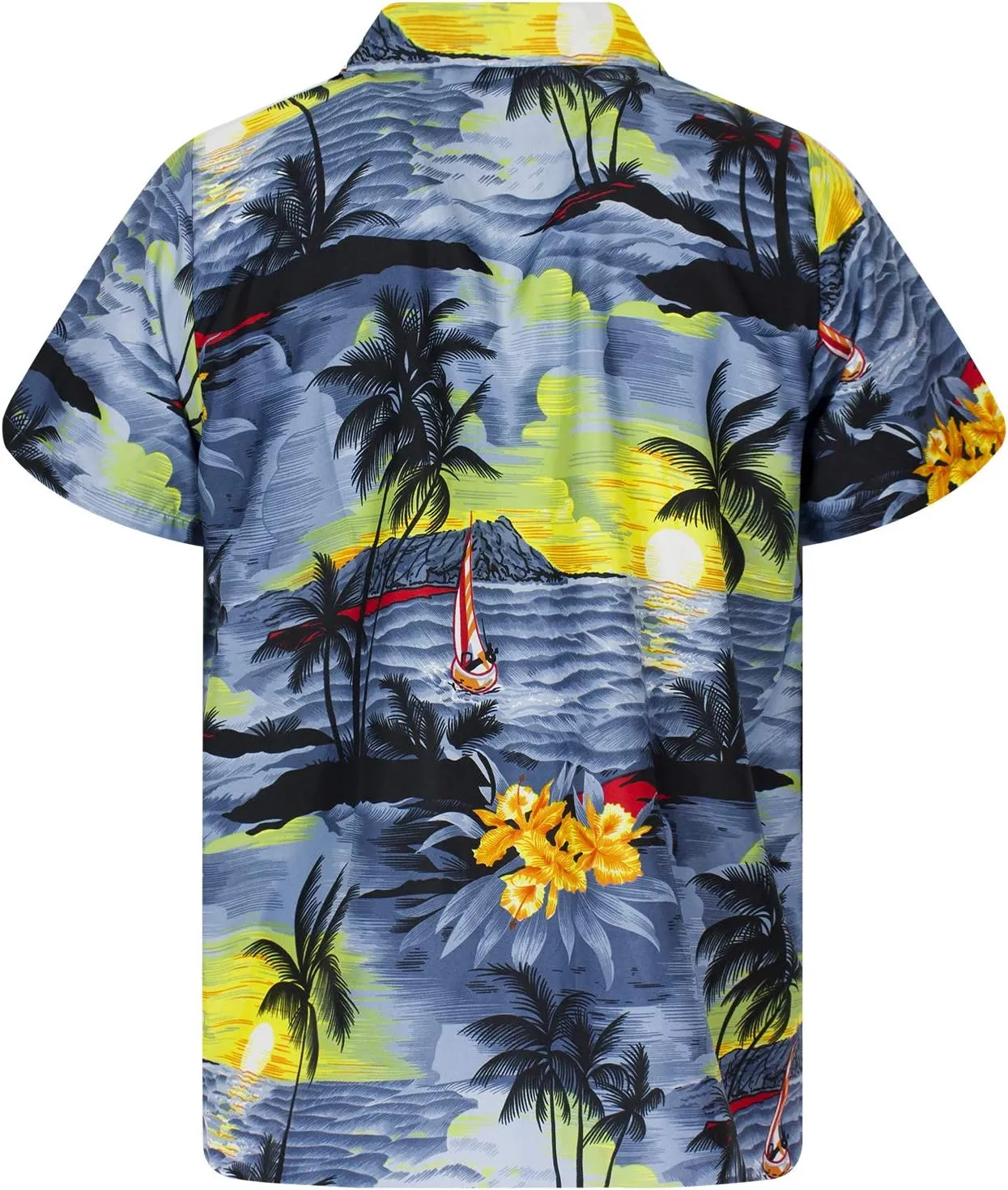 Men's Surfing-Shirt Short-Sleeve Casual-Button-Down Hawaii-Vacation Palms Sunset