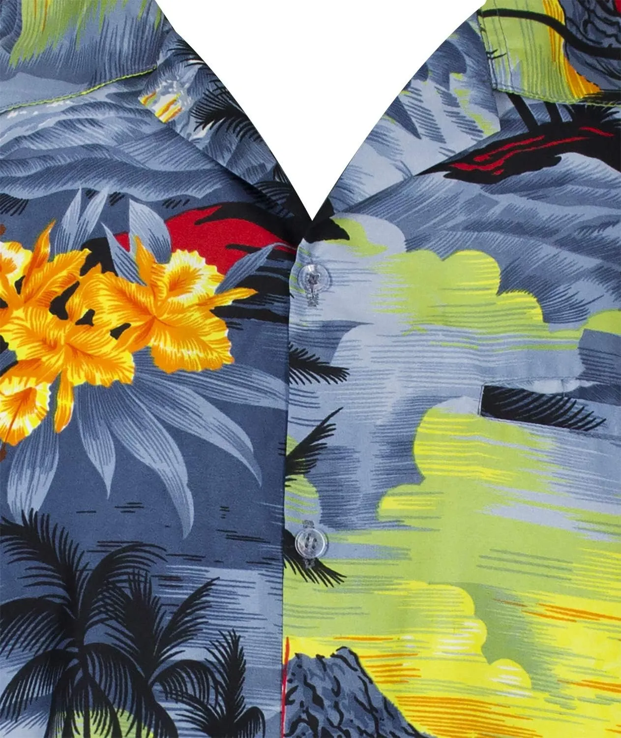 Men's Surfing-Shirt Short-Sleeve Casual-Button-Down Hawaii-Vacation Palms Sunset