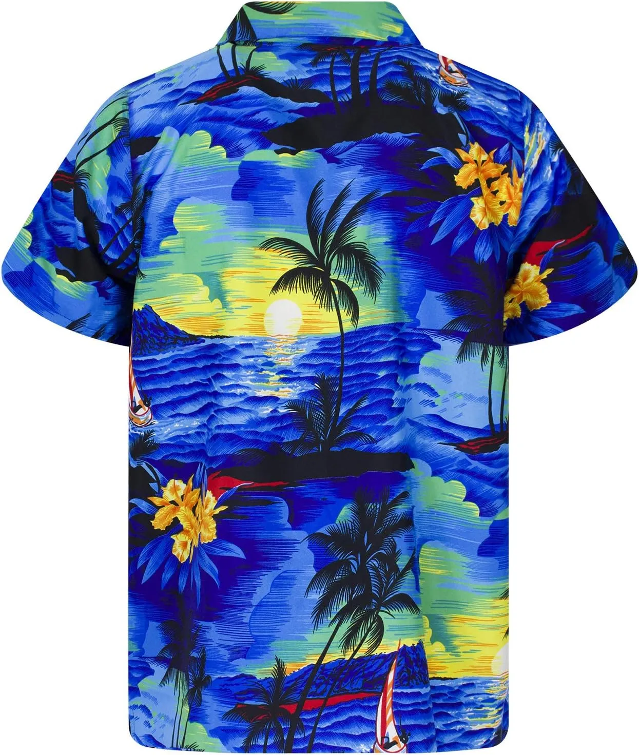 Men's Surfing-Shirt Short-Sleeve Casual-Button-Down Hawaii-Vacation Palms Sunset