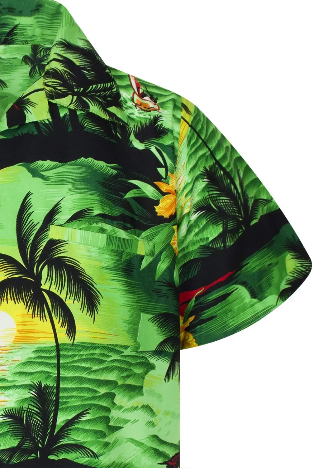 Men's Surfing-Shirt Short-Sleeve Casual-Button-Down Hawaii-Vacation Palms Sunset