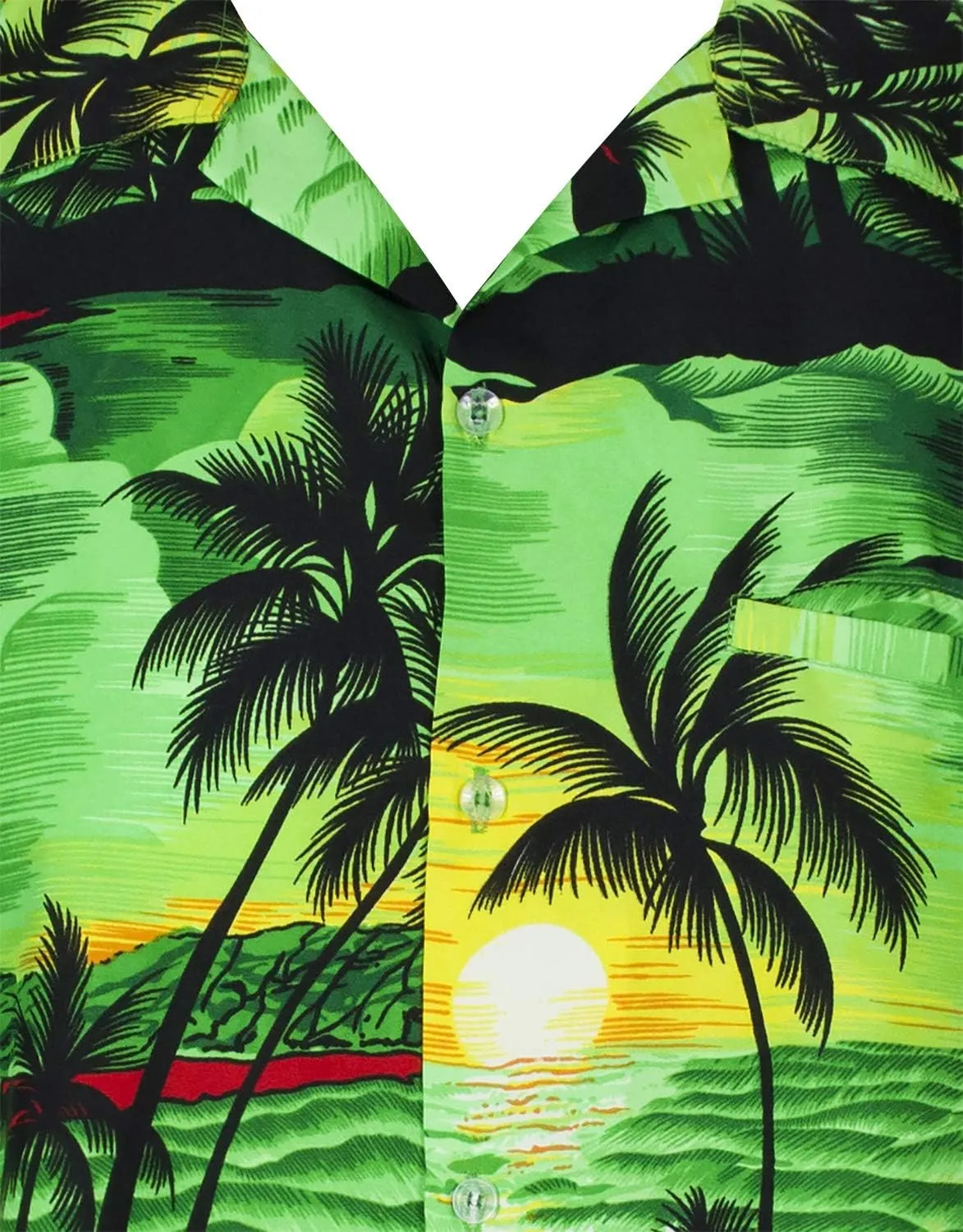Men's Surfing-Shirt Short-Sleeve Casual-Button-Down Hawaii-Vacation Palms Sunset