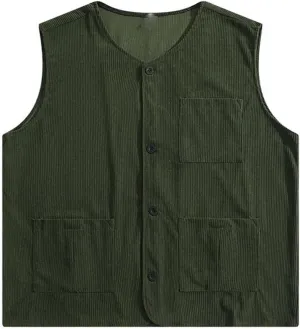 Men's Vest Male's Japanese Style V-Neck Work Lightweight Sleeveless Waistcoat
