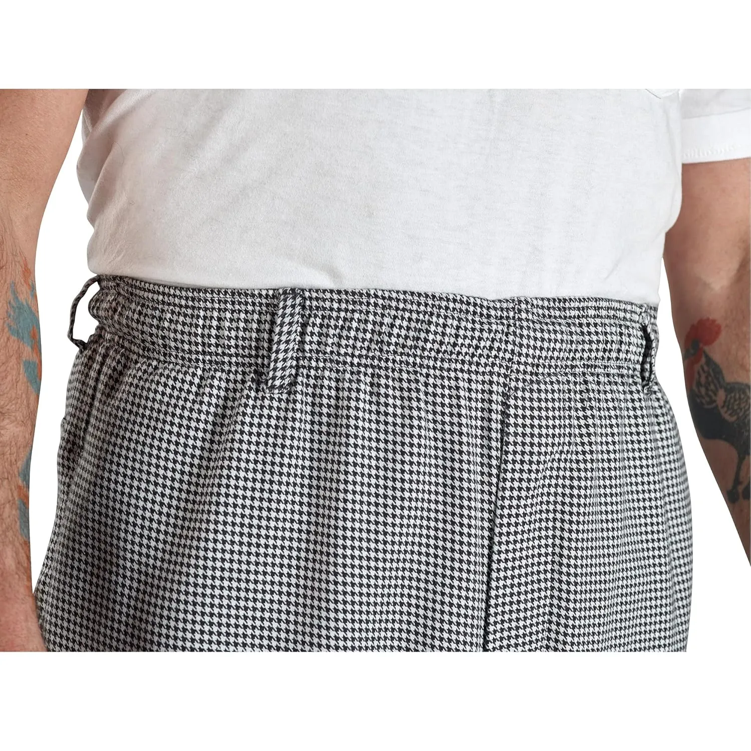 Mercer Culinary M60030HTL Millennia Men's Cook Pants in Hounds Tooth, Large, Black/White