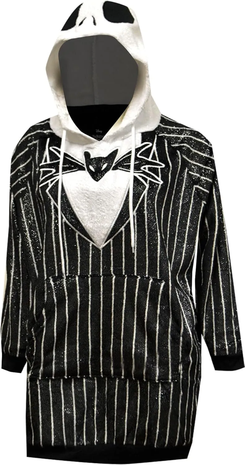MJC Womens Nightmare Before Christmas Skellington Minky Soft Oversized Hoodie