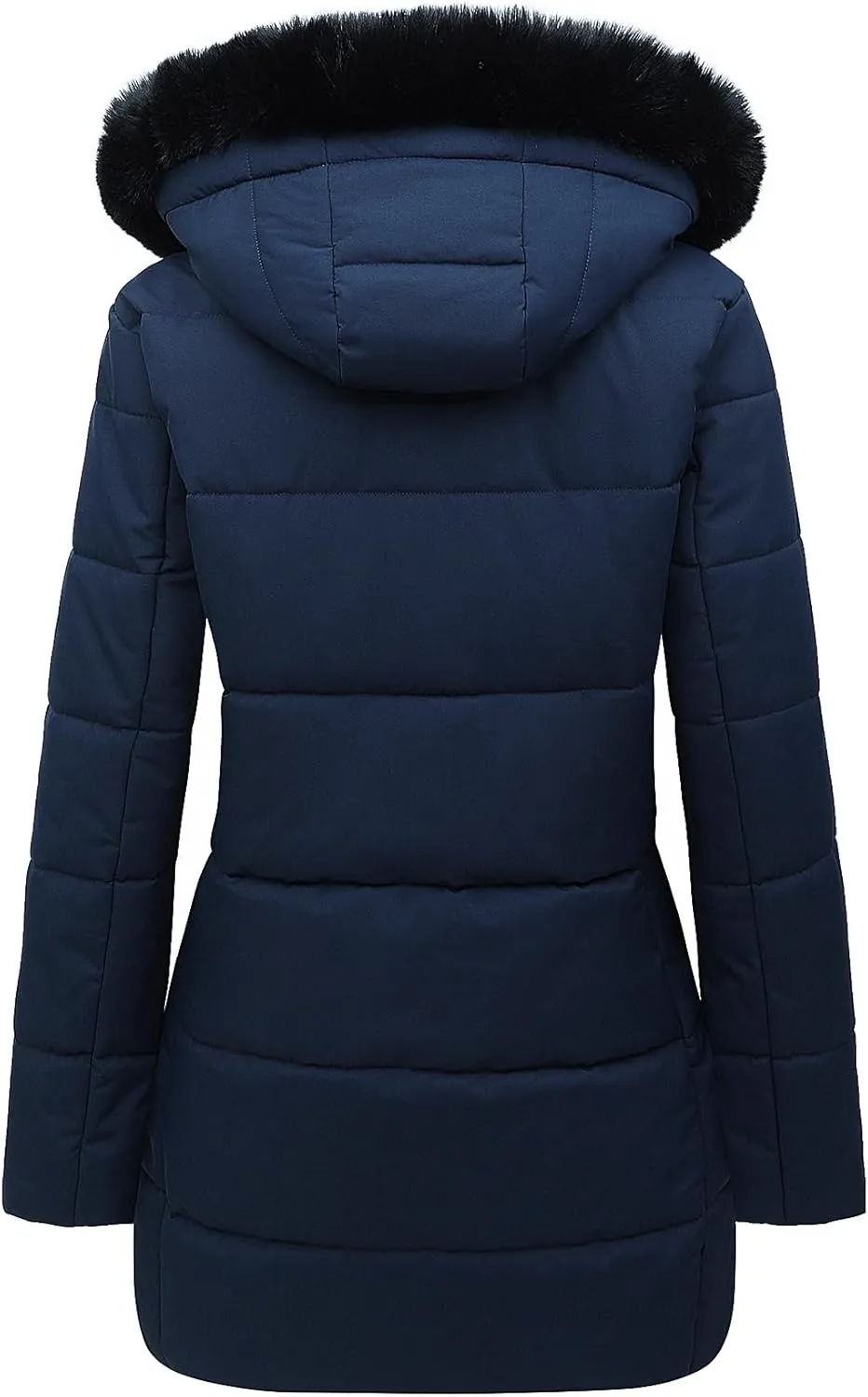 MOERDENG Women's Winter Puffer Coat Thicken Fleece Lined Down Jacket Waterproof Faux Fur Detachable Hooded Parka
