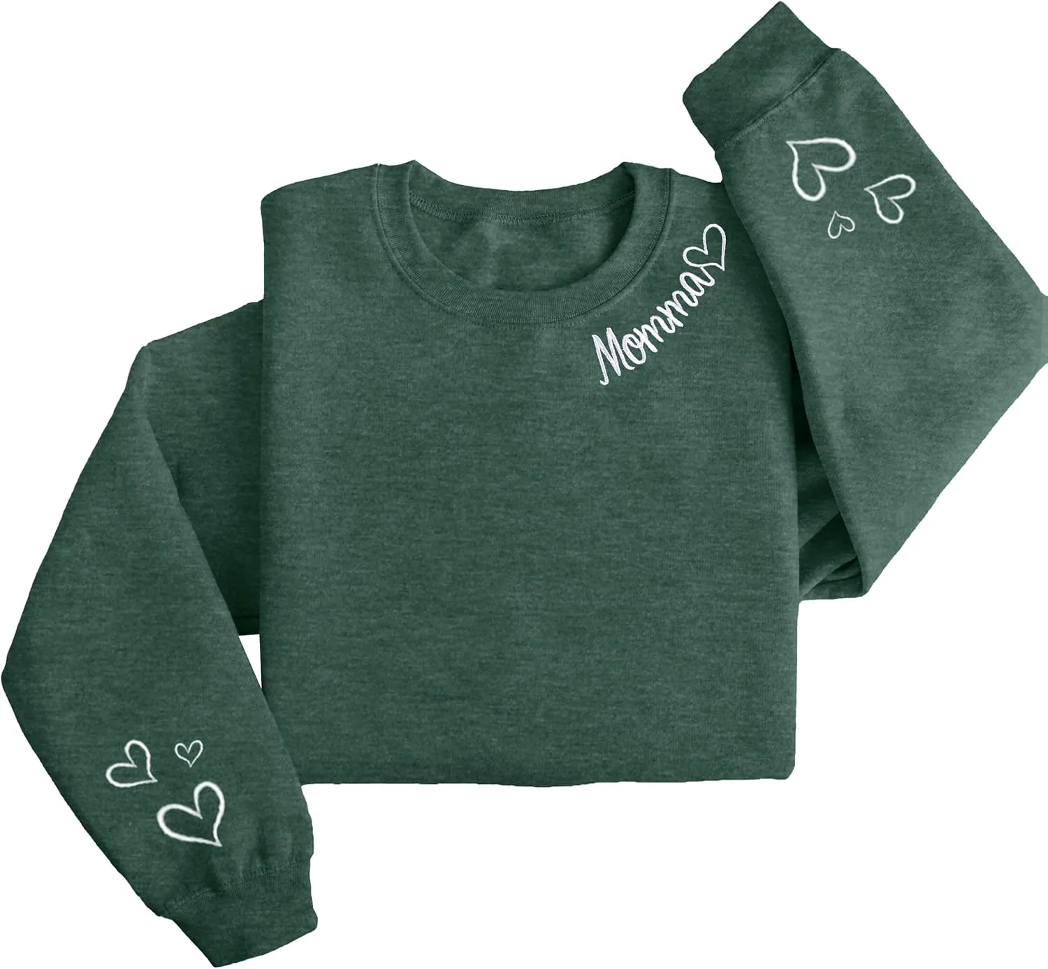 MYHALF Women Mama Oversized Crewneck Sweatshirt: Momma Embroidered Shirt Funny Mom Letter Print Long Sleeve Pullover Tops