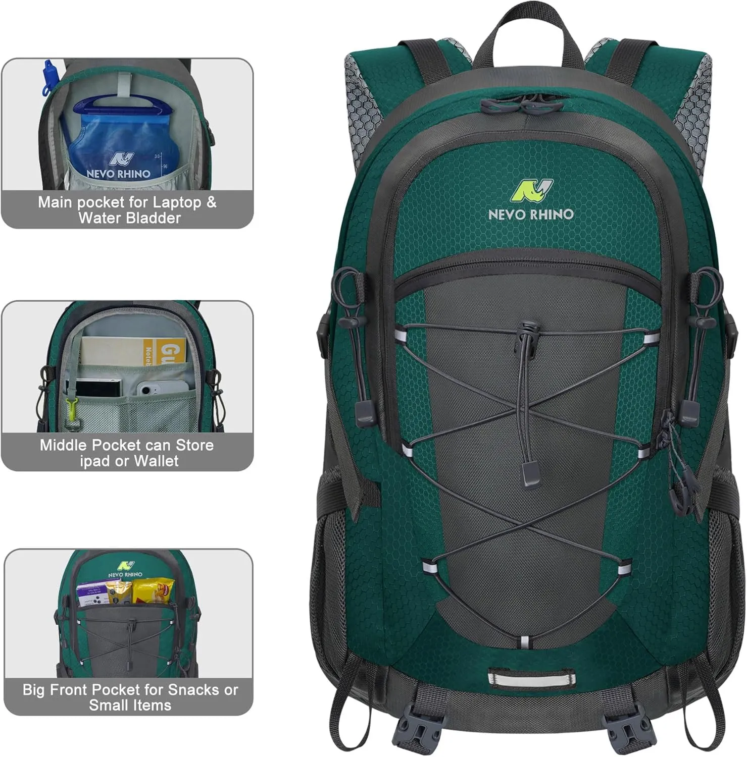 N NEVO RHINO Hiking Backpack 20L Water Resistant Outdoor Day Pack,Lightweight Travel Small Backpack for Men Women