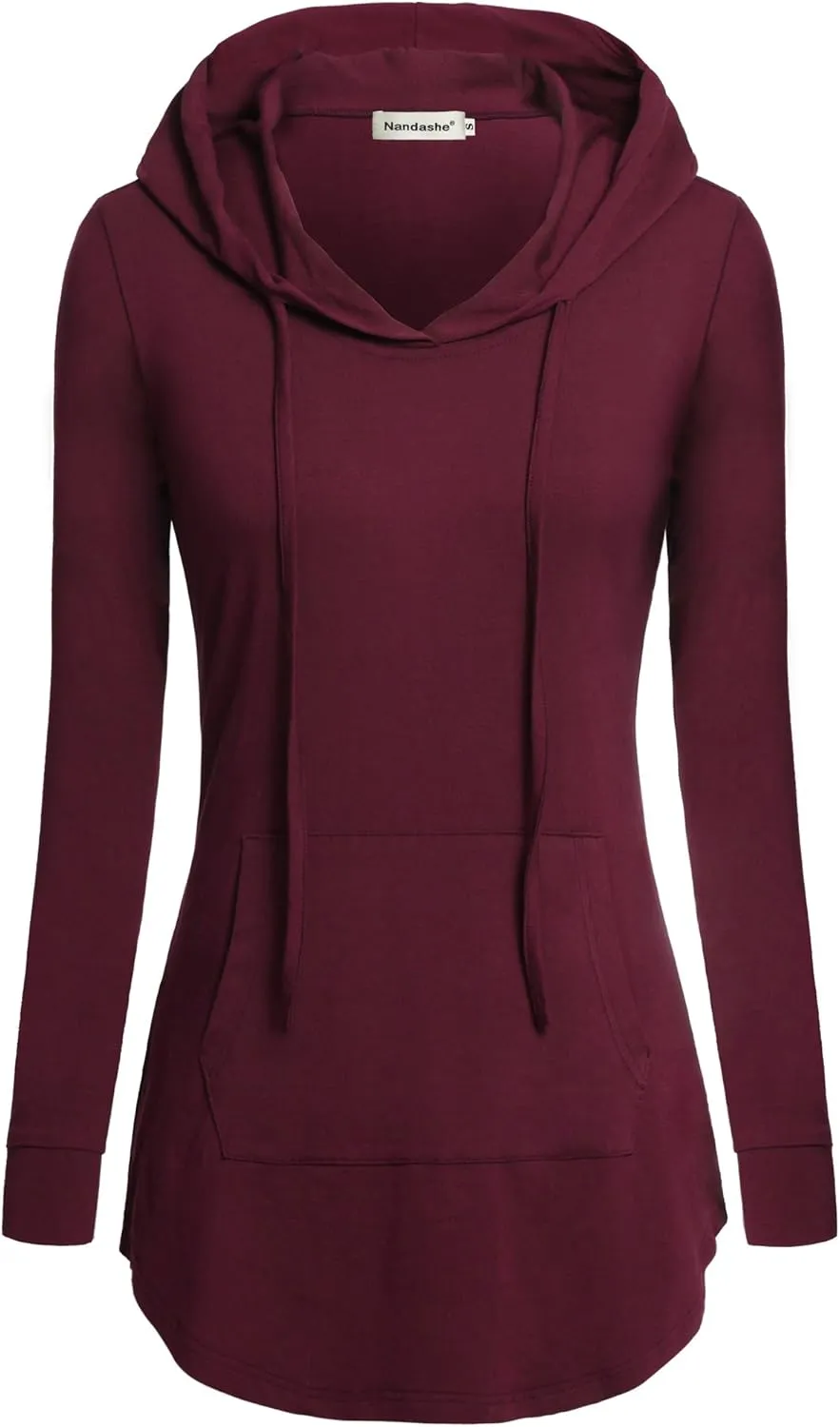 Nandashe Women Pullover V-Neck Long Sleeve Kangaroo Pocket Tunic Hoodies