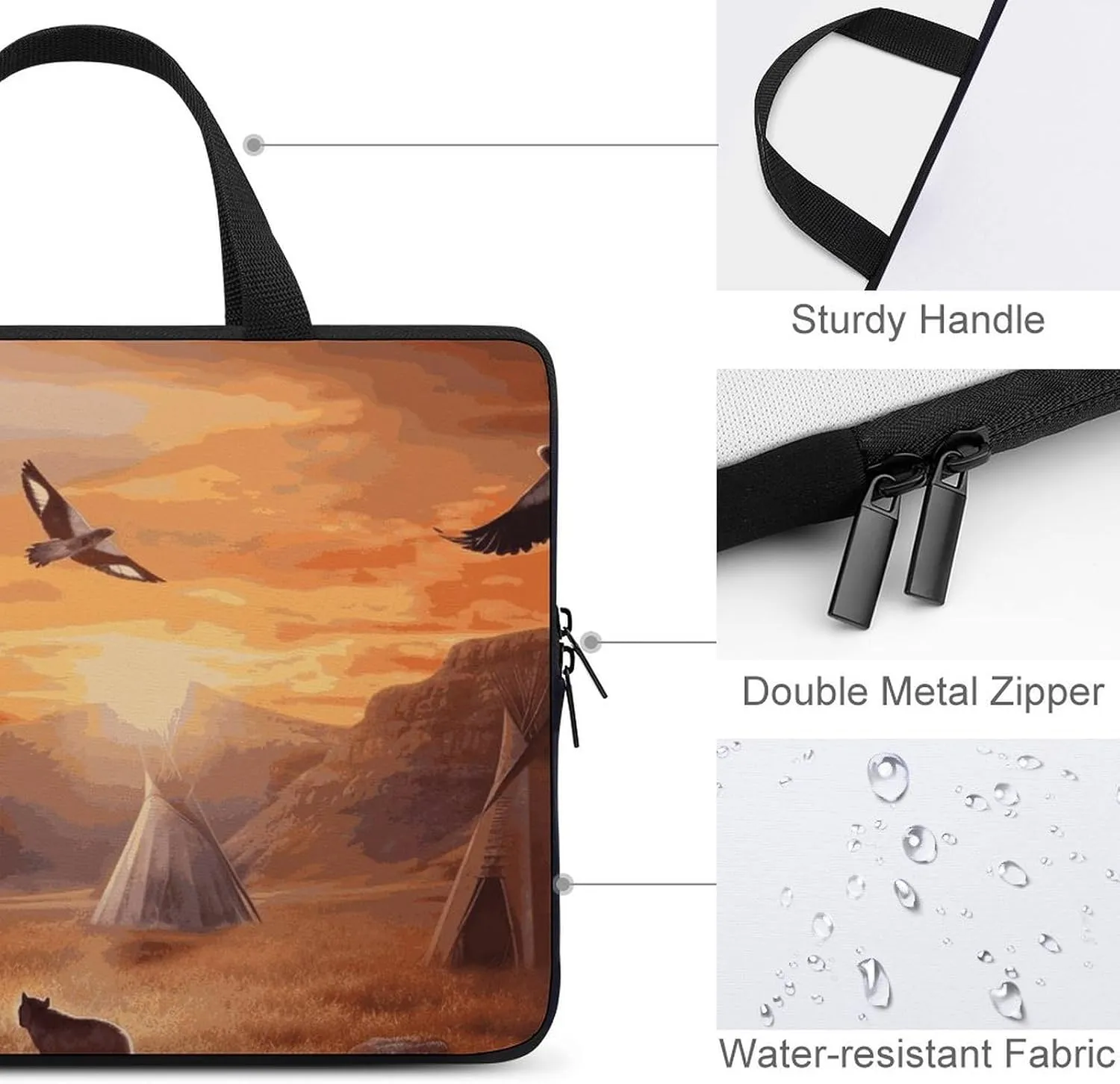 Native American Tribes Laptop Bag Durable Laptop Sleeve Water-Resistant Notebook Bag for Computer Or Tablet