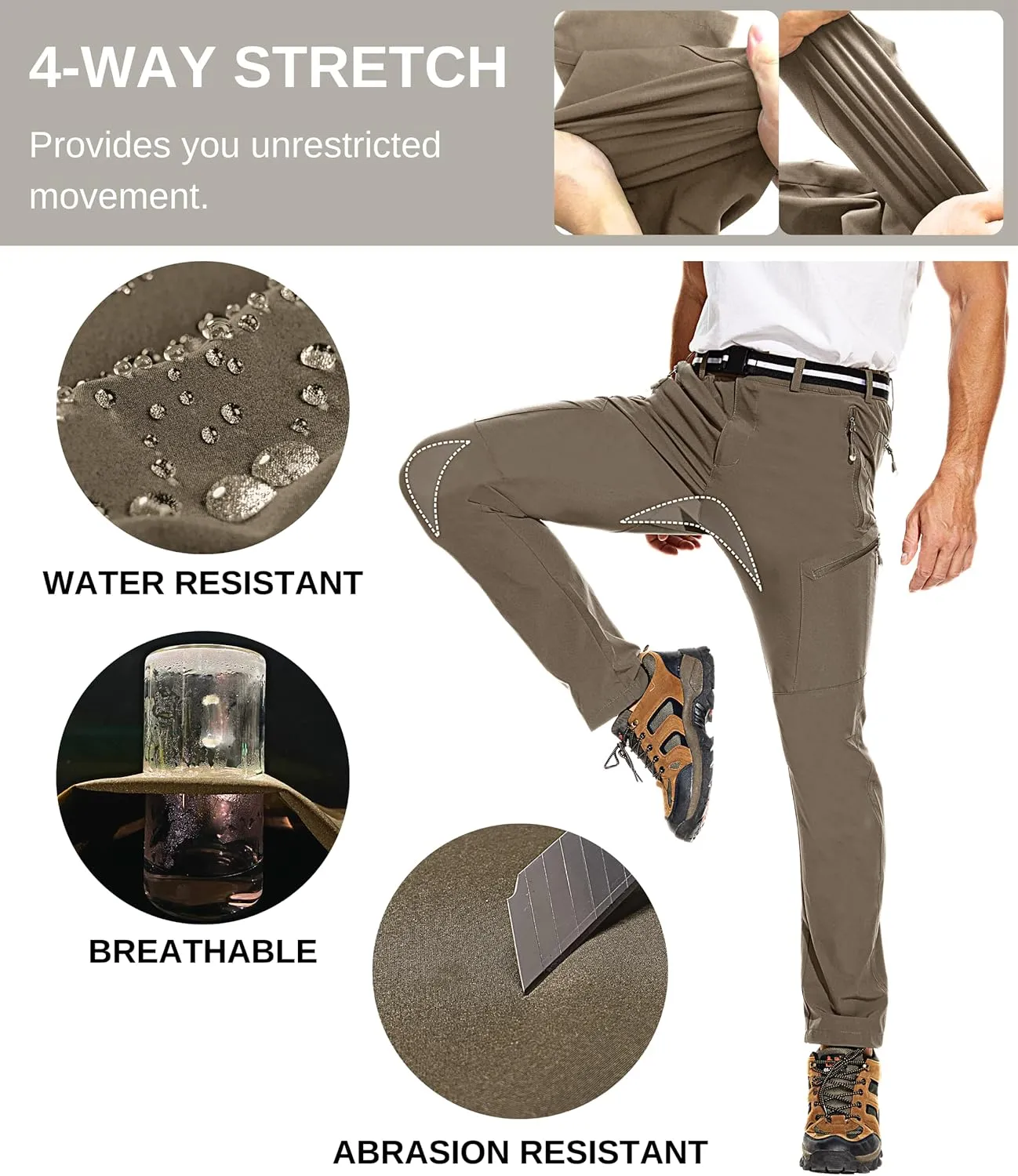 NATUVENIX Hiking Pants Men Lightweight Mens Travel Pants Stretchy Work Pants for Men Quick Dry Fishing Pants Outdoor