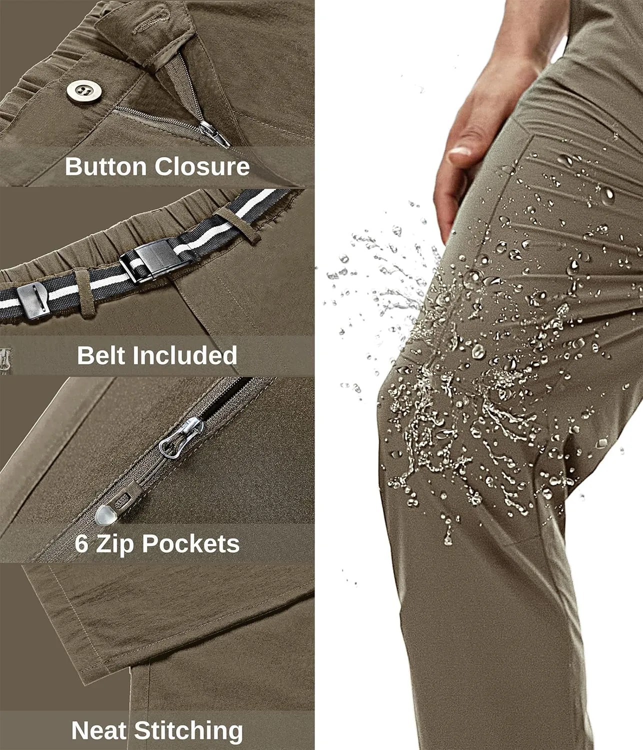 NATUVENIX Hiking Pants Men Lightweight Mens Travel Pants Stretchy Work Pants for Men Quick Dry Fishing Pants Outdoor