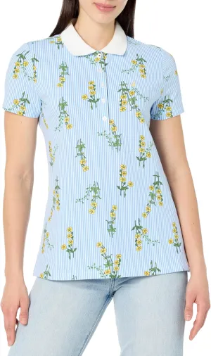 Nautica Women's Short Sleeve Button Placket Polo