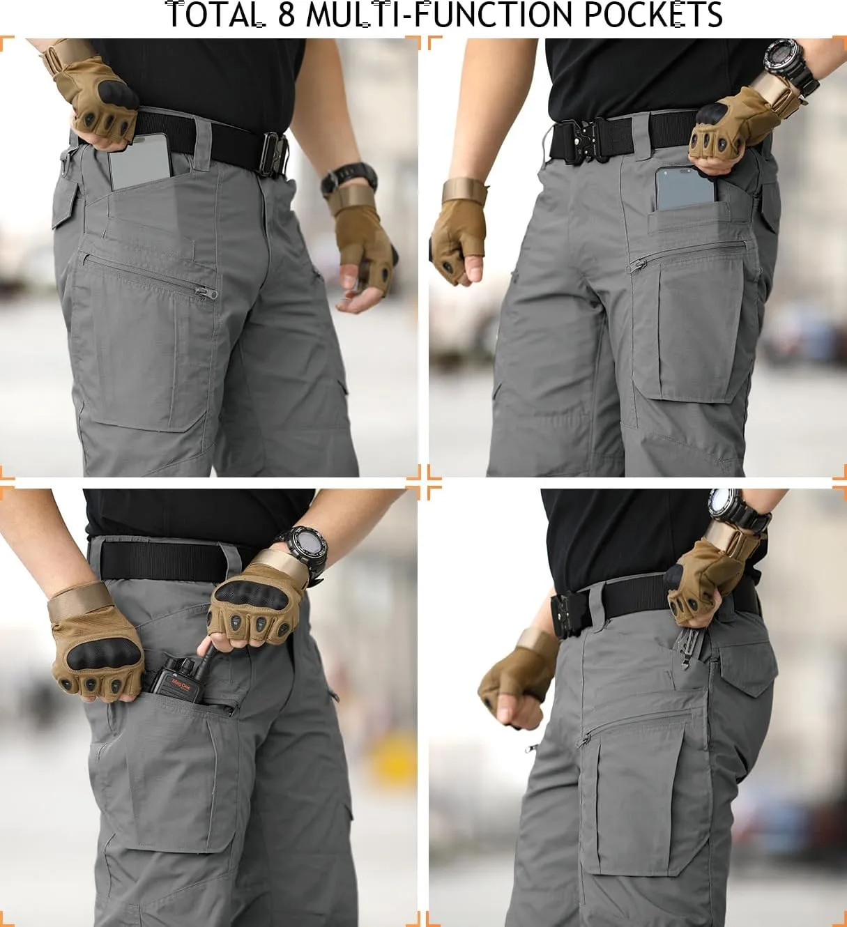 NAVEKULL Men's Hiking Tactical Pants Rip-Stop Military Combat Cargo Pants Lightweight Army Work Outdoor Trousers