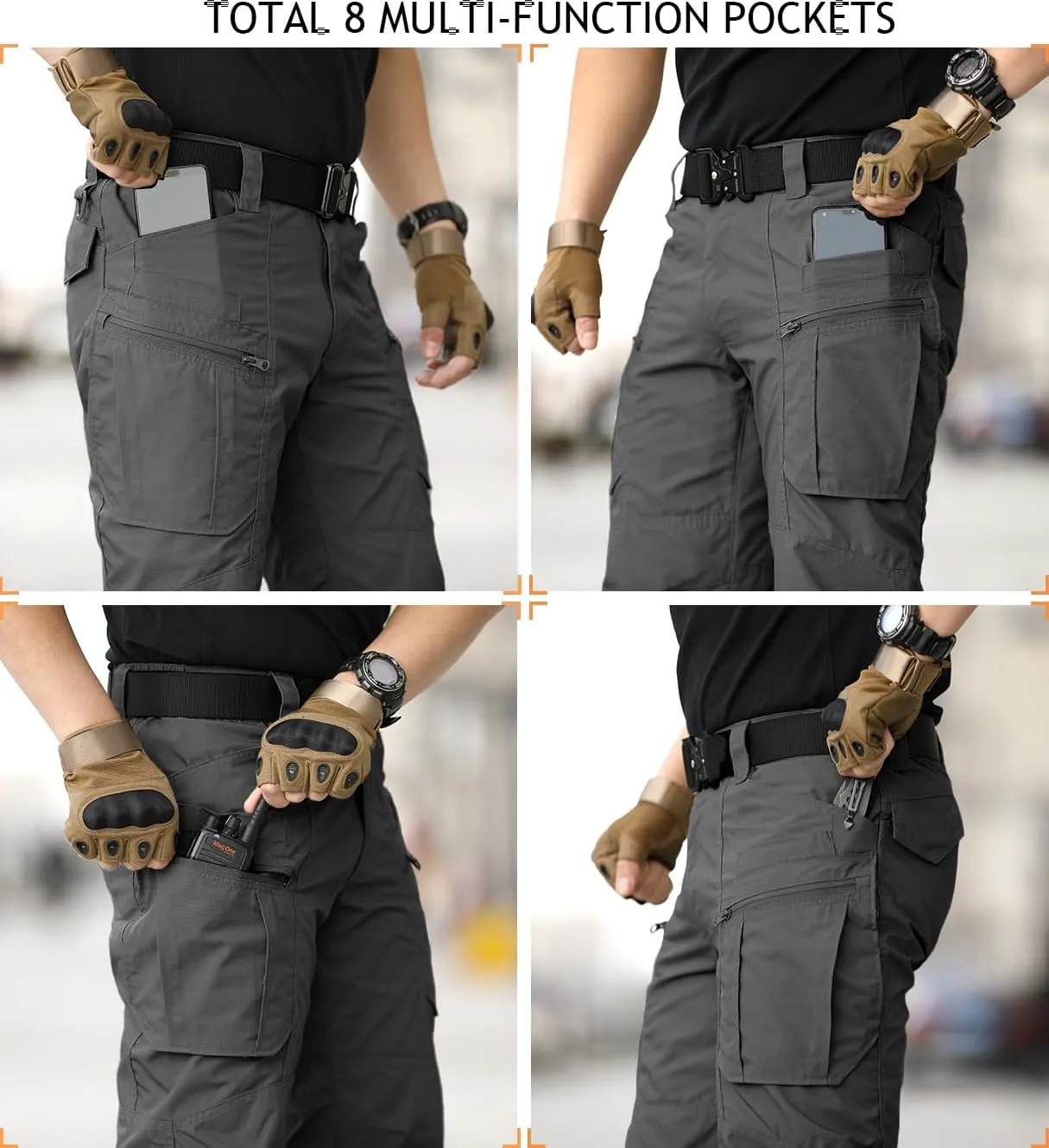 NAVEKULL Men's Hiking Tactical Pants Rip-Stop Military Combat Cargo Pants Lightweight Army Work Outdoor Trousers