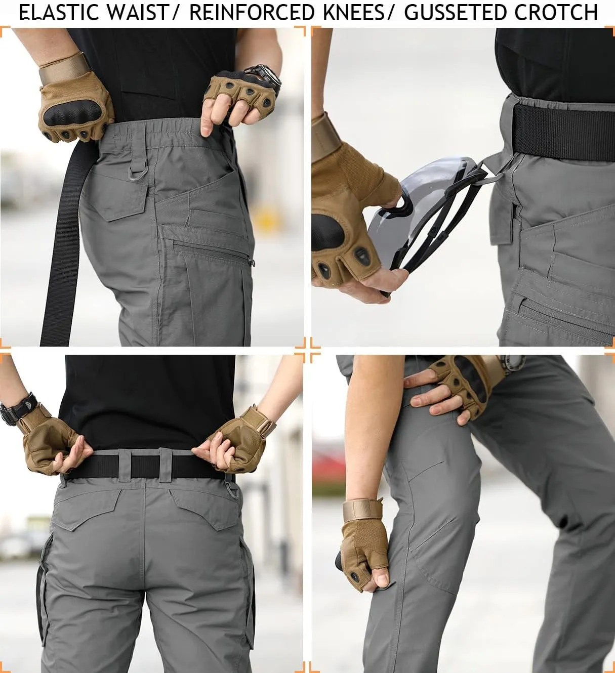 NAVEKULL Men's Hiking Tactical Pants Rip-Stop Military Combat Cargo Pants Lightweight Army Work Outdoor Trousers