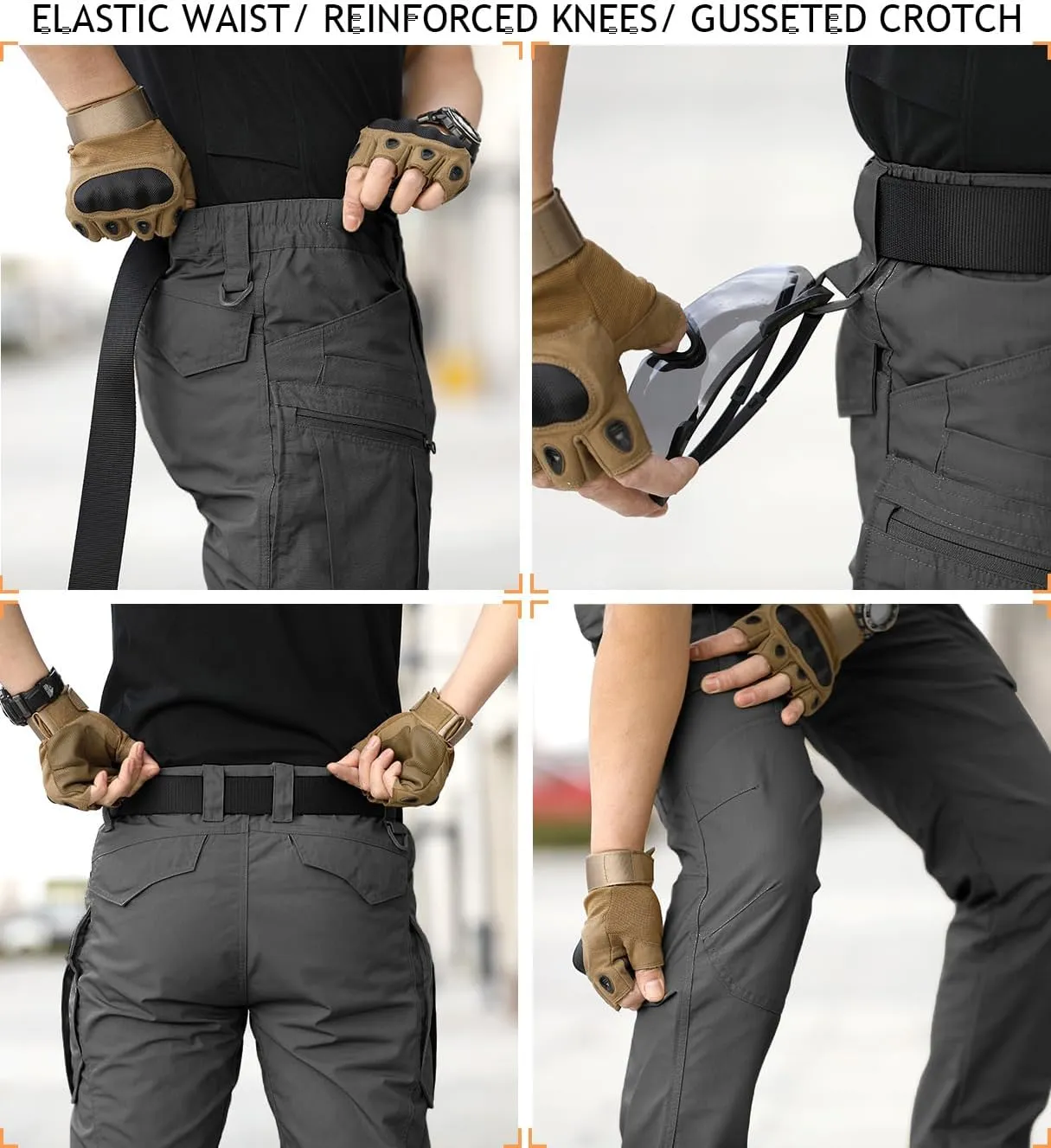 NAVEKULL Men's Hiking Tactical Pants Rip-Stop Military Combat Cargo Pants Lightweight Army Work Outdoor Trousers