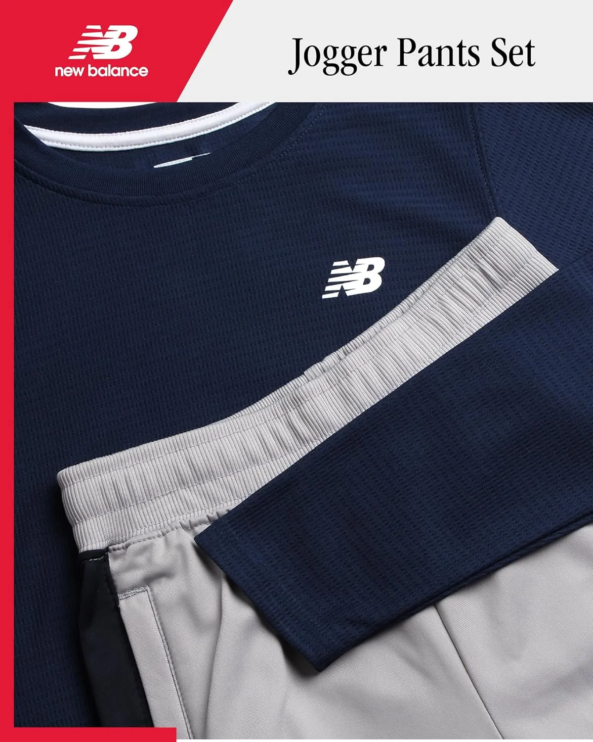 New Balance Boys Tracksuit Set - 2 Piece Long Sleeve Poly Thermal Shirt and Tricot Jogger Sweatpants for Boys (8-20)