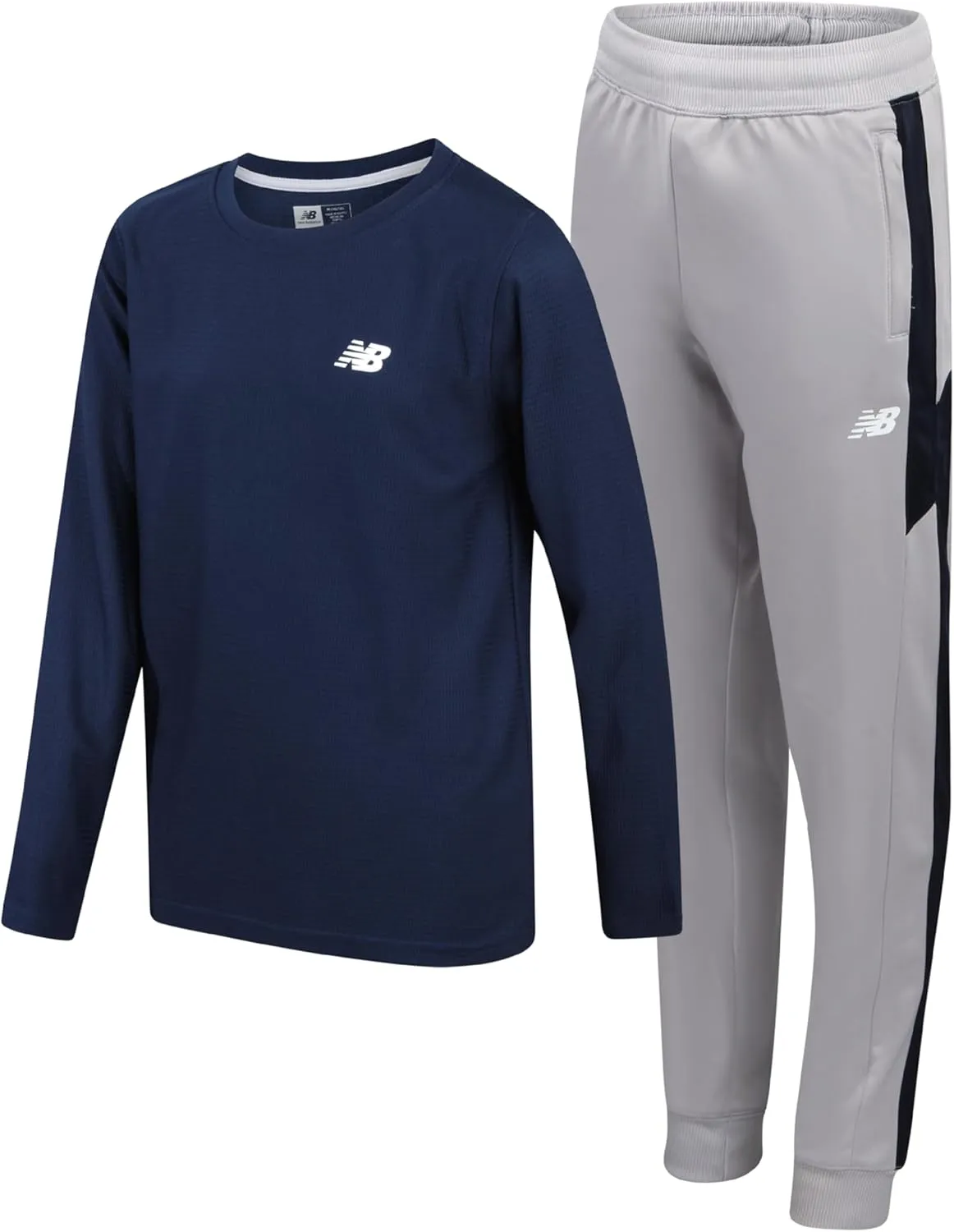 New Balance Boys Tracksuit Set - 2 Piece Long Sleeve Poly Thermal Shirt and Tricot Jogger Sweatpants for Boys (8-20)
