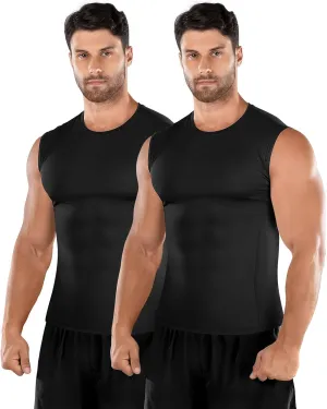 Niksa 2 Pack Men's Athletic Compression Shirts Sleeveless Tank Top Dry Fit Running Sports Workout Base Layer Undershirt