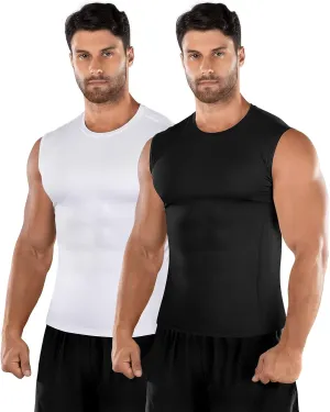 Niksa 2 Pack Men's Athletic Compression Shirts Sleeveless Tank Top Dry Fit Running Sports Workout Base Layer Undershirt