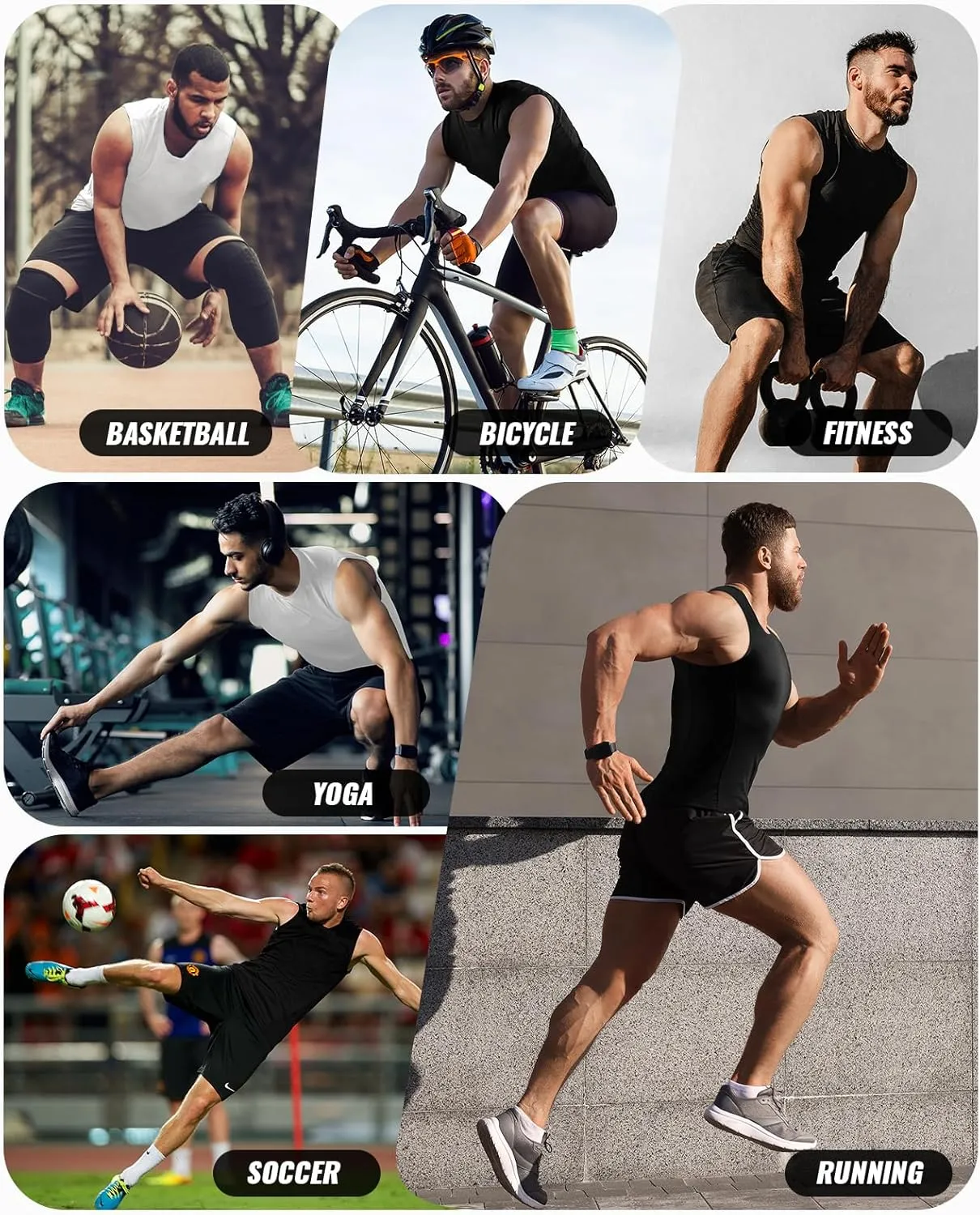 Niksa 2 Pack Men's Athletic Compression Shirts Sleeveless Tank Top Dry Fit Running Sports Workout Base Layer Undershirt