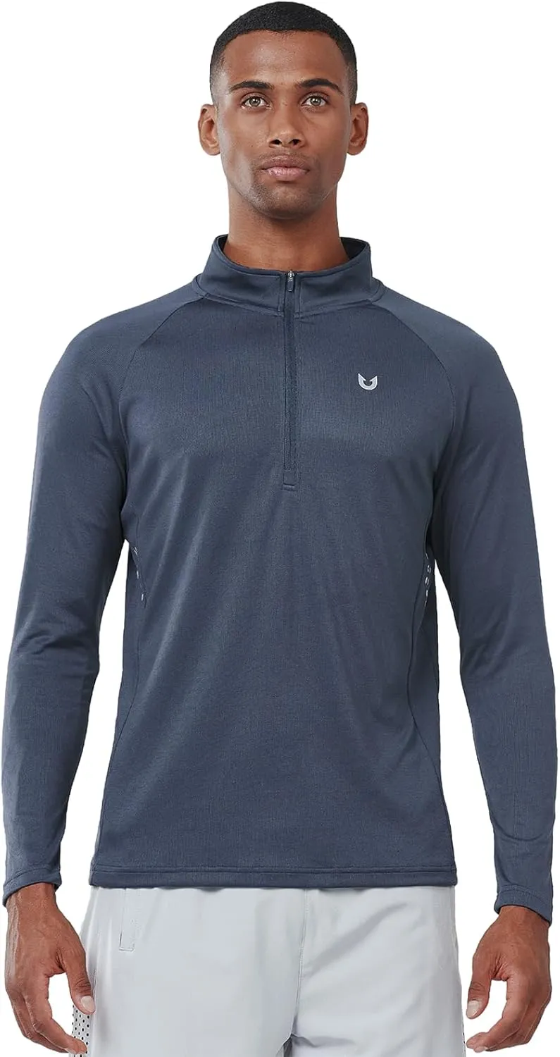 NORTHYARD Men's Running Shirt Long Sleeve Quarter Zip Pullover Moisture Wicking Quick Dry Athletic Workout Shirts