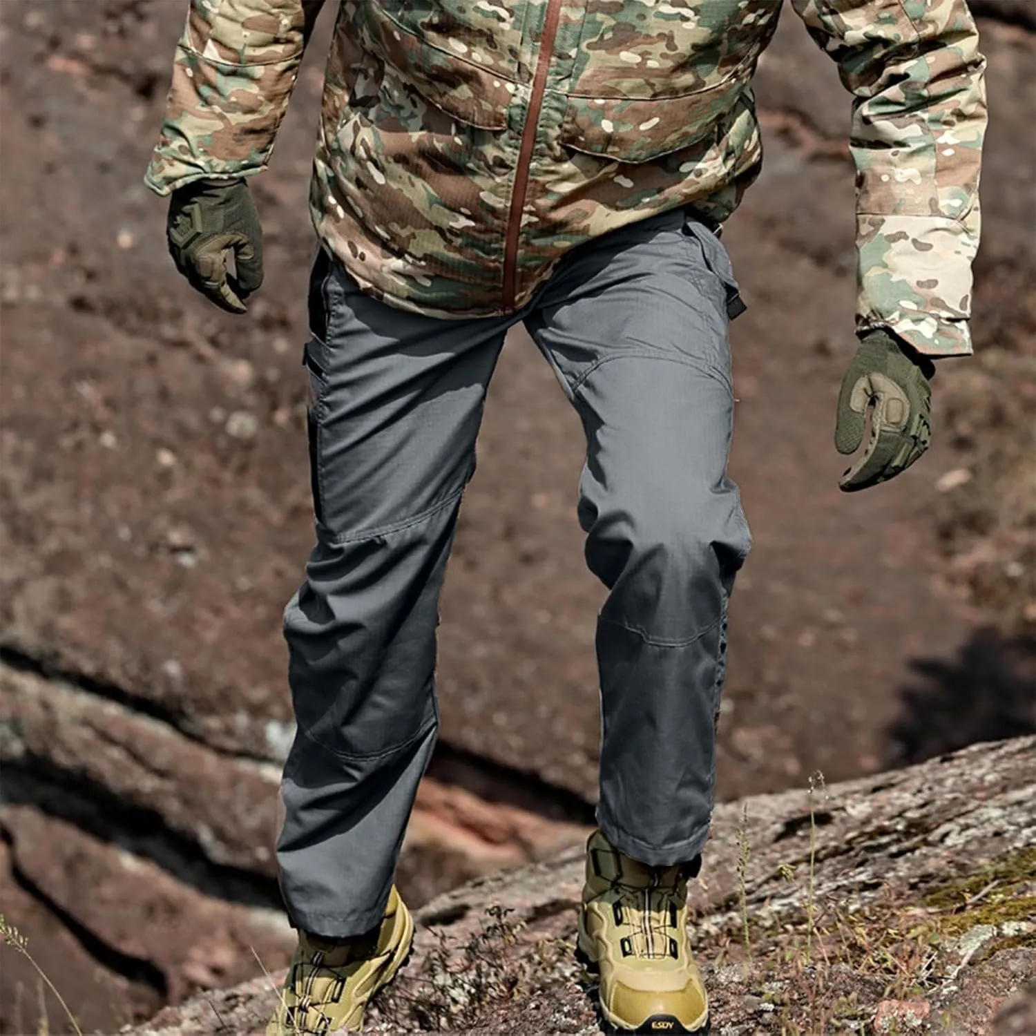 OIOLOYJM Military Cargo Pants for Men Hiking Stretchy Work Construction Camouflage Flexcamo - Tactical Waterproof Pants