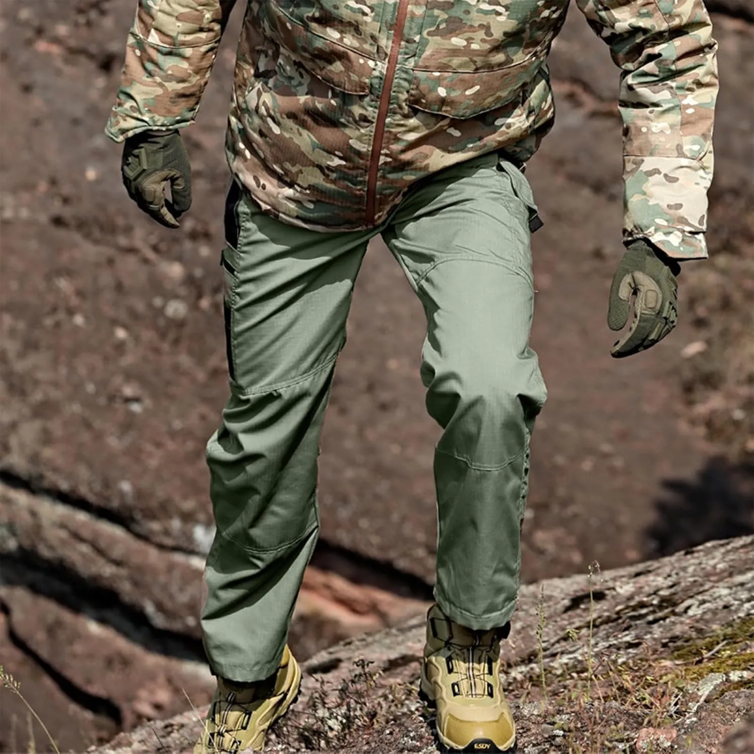 OIOLOYJM Military Cargo Pants for Men Hiking Stretchy Work Construction Camouflage Flexcamo - Tactical Waterproof Pants