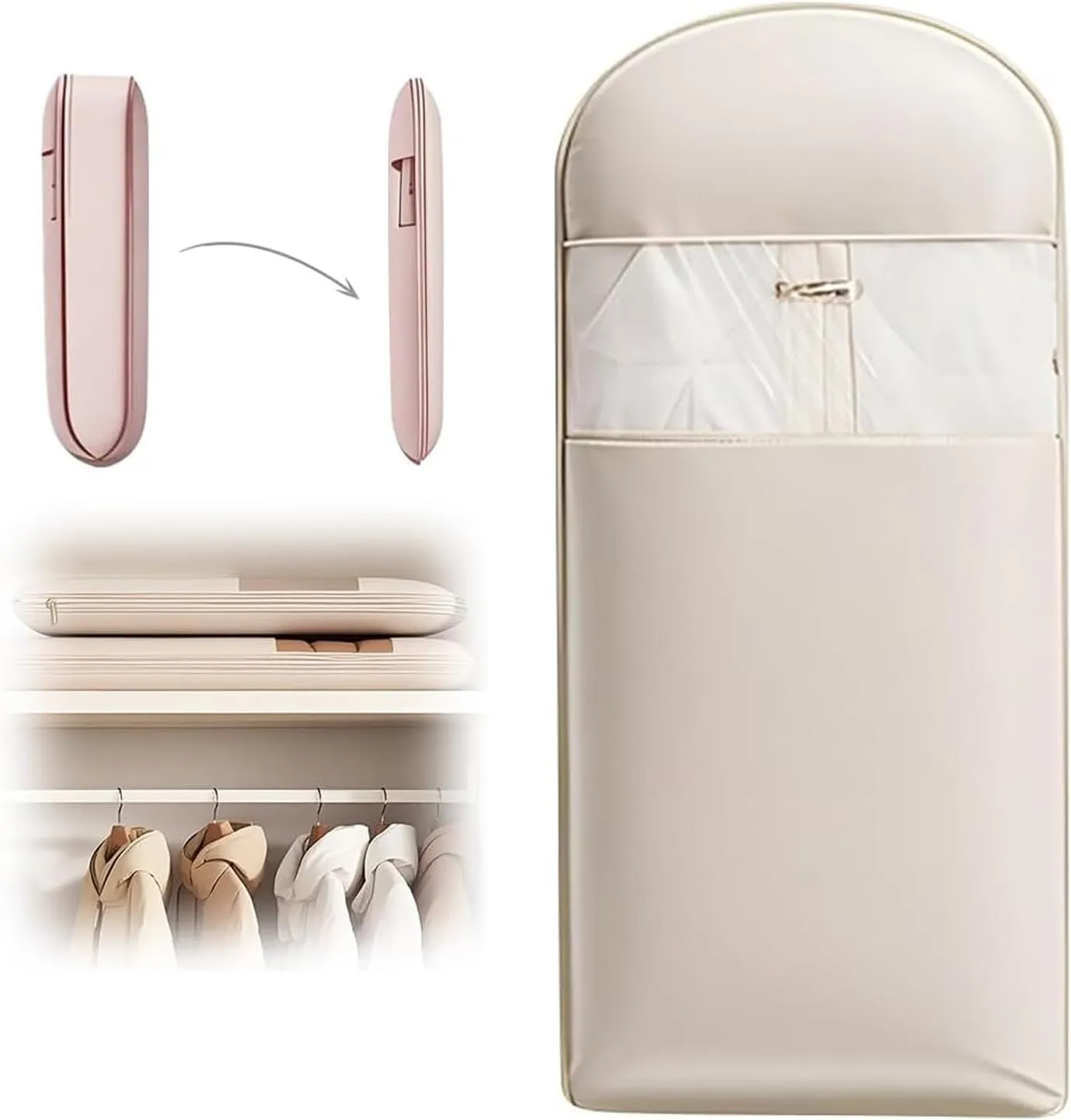 Otherwise Garment Bag, 2025 Otherwise Space Saving Hanging Garment Bag with Self Compression Zipper for Moving or Storaging Clothes, Protects Your Clothes, Save Space (Beige, M)