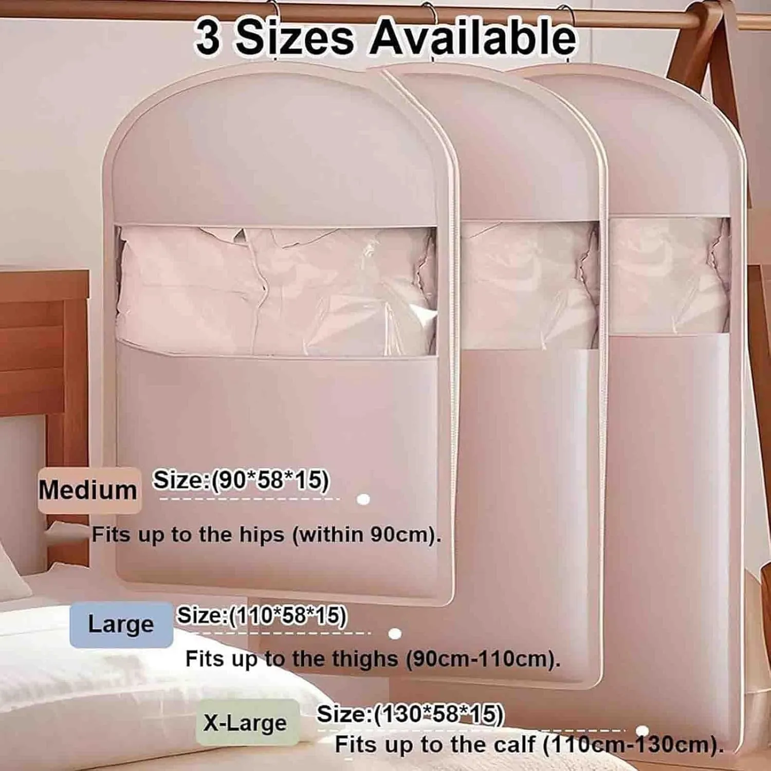 Otherwise Garment Bag, 2025 Otherwise Space Saving Hanging Garment Bag with Self Compression Zipper for Moving or Storaging Clothes, Protects Your Clothes, Save Space (Pink, XL)