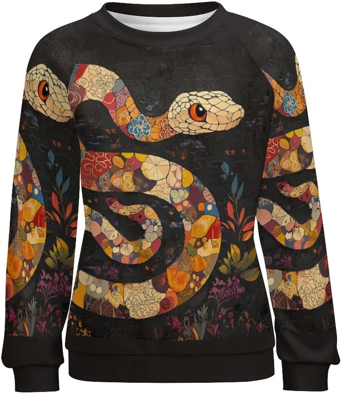 Oversized Crewneck Snake Print Sweatshirt for Women Graphic Long Sleeve Shirts Casual Pullover Trendy Tops