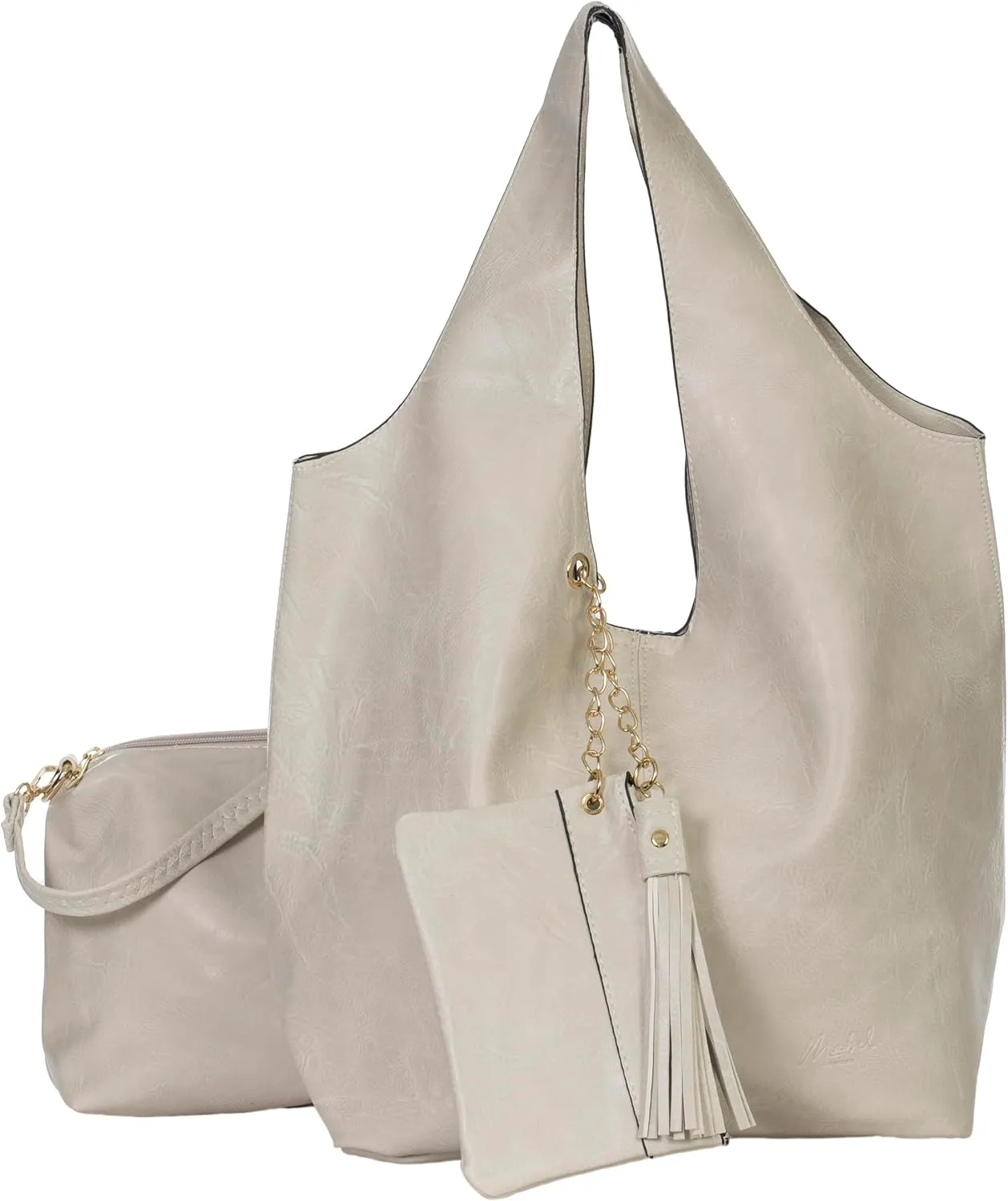 Oversized Faux Leather Shoulder Tote for Women  Large Slouchy Handbag with Makeup & Pouch Set  Everyday Carryall  Kaira