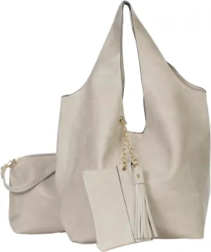 Oversized Faux Leather Shoulder Tote for Women  Large Slouchy Handbag with Makeup & Pouch Set  Everyday Carryall  Kaira