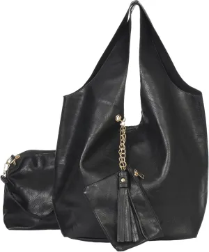 Oversized Faux Leather Shoulder Tote for Women  Large Slouchy Handbag with Makeup & Pouch Set  Everyday Carryall  Kaira
