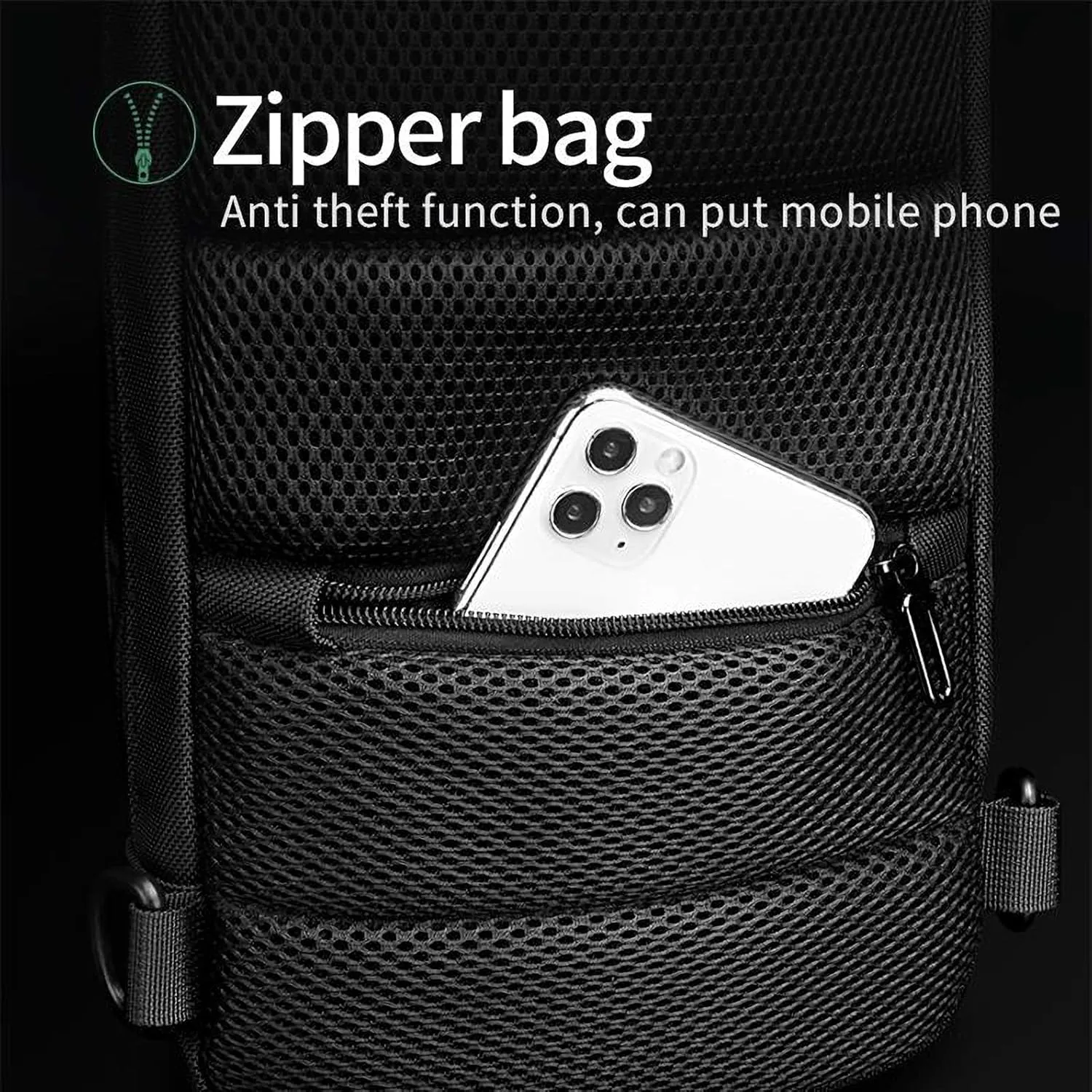OZUKO Men Sling Backpack Nylon Water Resistant Shoulder Chest Crossbody Sling Bag with USB Charging Port Black (Black2)